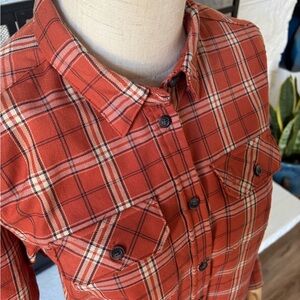 Fjallraven Fjällglim Stretch Orange Plaid Button-Up Shirt - Sz M